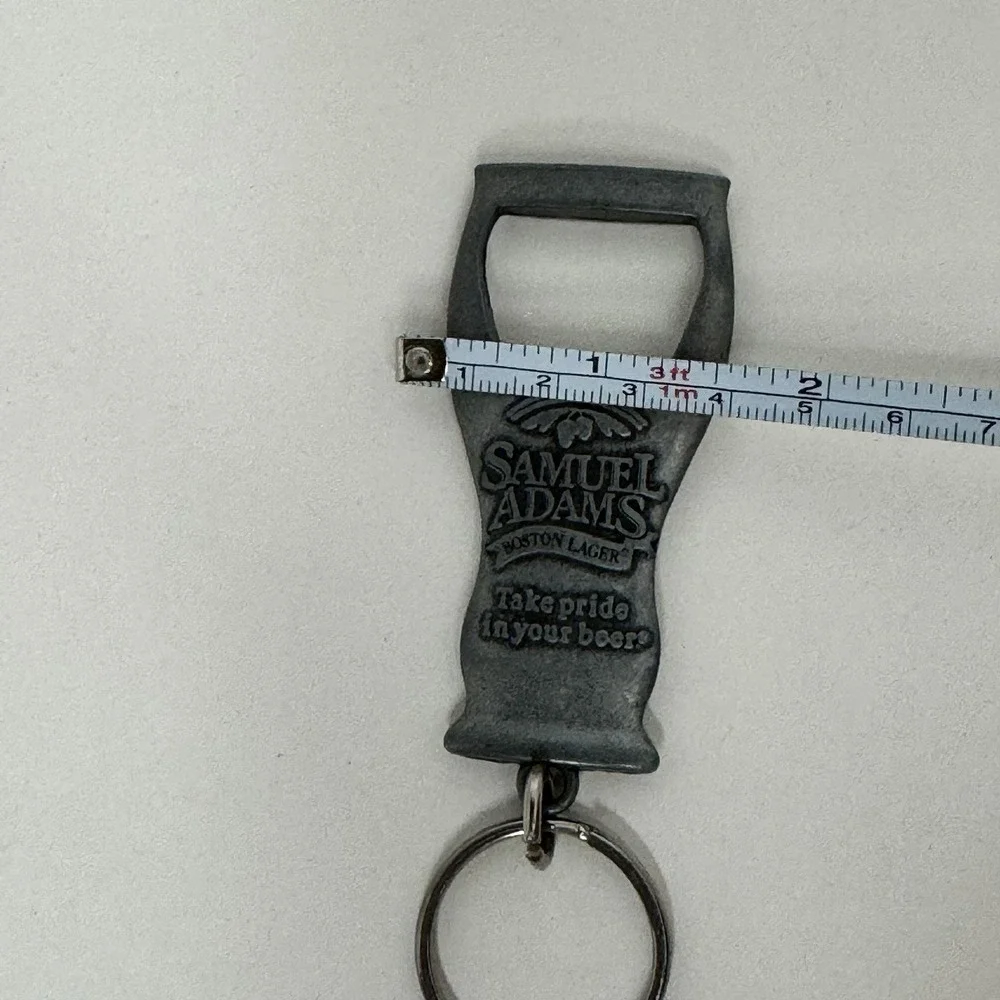 Samuel Adams Boston Lager‎ Bottle Opener Keychain Vintage Pewter Tone Barware